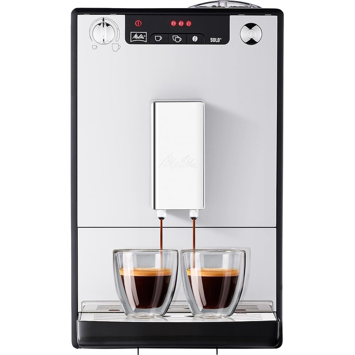 Кавомашина Melitta Solo - автоматична еспресо-кавоварка з регулюванням висоти, компактна модель з знімним резервуаром для води, для приготування еспресо та кави Crème