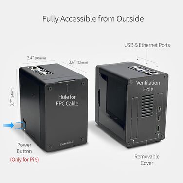 Корпус для Raspberry Pi 5 ElectroCookie Mini-PC з активним RGB підсвічуванням і кулером, матовий чорний