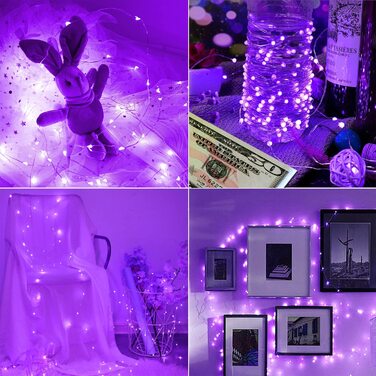 Гірлянда StarryEver 50 LED UV, 5 м, на батарейках та USB, фіолетове ультрафіолетове світло, для декору, вечірок та Хелловіну, з пультом ДУ, мідний дріт, для дому та вулиці