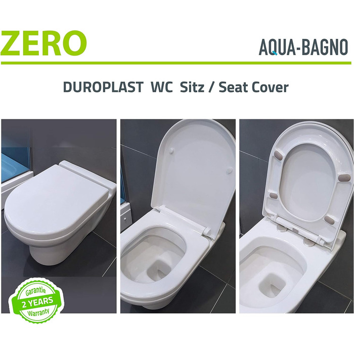 Універсальна туалетна кришка і сидіння Aqua Bagno D-форма з мікроліфтом, знімний унітазний комплект Zero