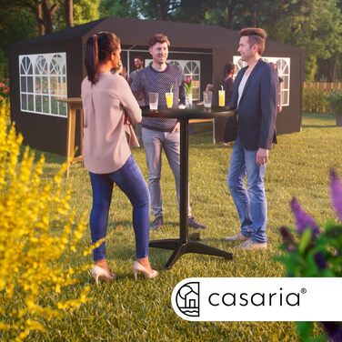 Стіл Casaria® 2в1: регульована висота, складний, Ø 60 см, чорний. Для саду, тераси, дому. Алюмінієвий, погоджування стійкий, 70-115 см