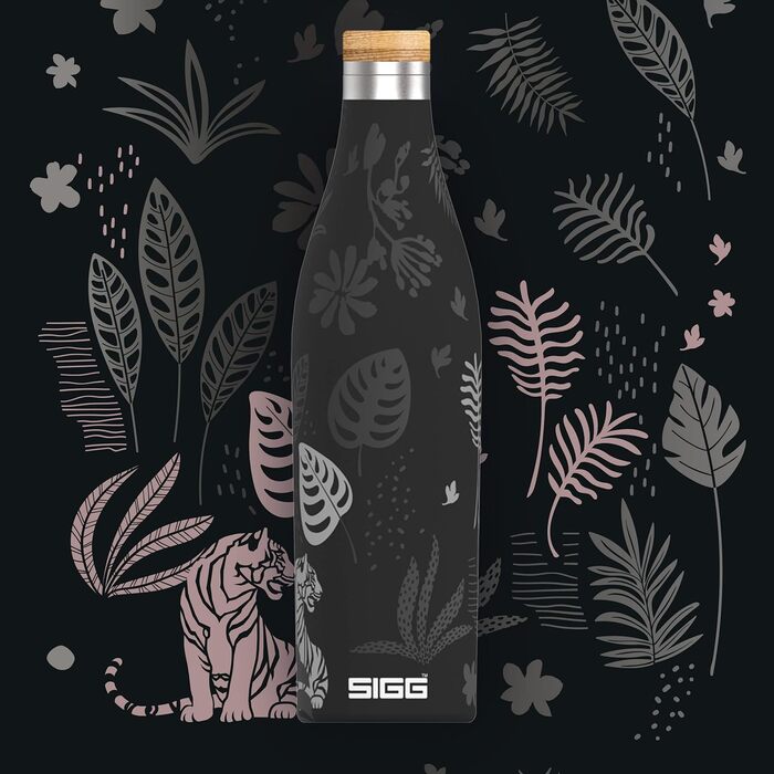 Термобутилка SIGG Meridian Sumatra Tiger 0.5 л, нержавіюча сталь, бамбукова кришка, герметична, BPA-free, пластик без, подвійні стінки