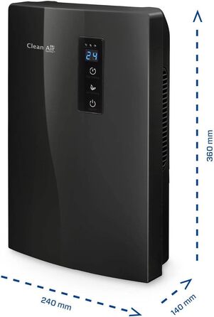 Осушувач та очищувач повітря Clean Air Optima CA-703 з іонізатором і UV-LED лампою, продуктивність до 0,7 л/день, для приміщень до 10 м², чорний