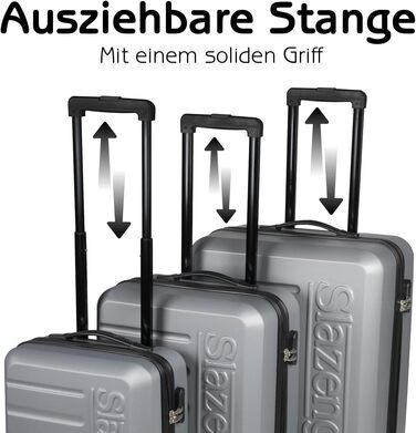 Набір валіз Slazenger 2/3 шт – дорожні валізи з ABS пластику, міцний жорсткий корпус, ручна поклажа та велика валіза, 360° колеса, кодовий замок, сірий