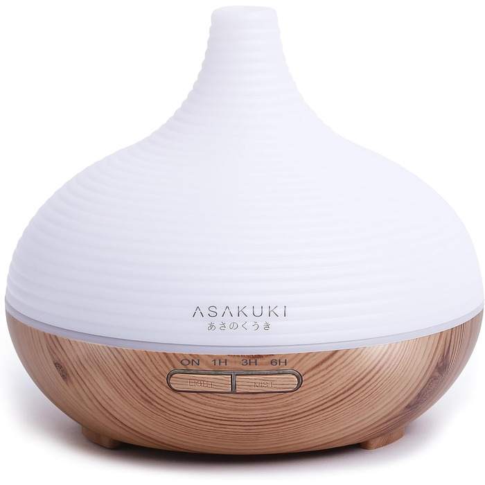 ASAKUKI 300 мл Аромадифузор для ефірних олій, ультразвуковий з LED-підсвіткою, зволожувач повітря для спальні, офісу, SPA, BPA Free, преміум-якість