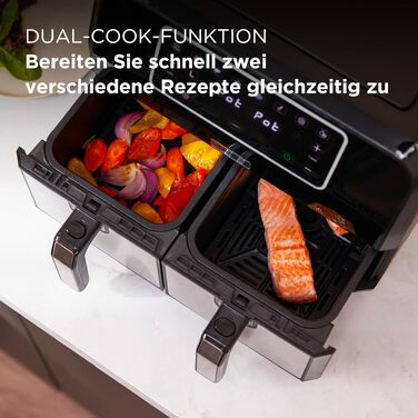 Аерофритюрниця з двома чашами Kenwood kHealthy Fry HFM20.000MB, 8л (2x4л), 8 програм, Dual Cook & Sync Finish, сенсорний дисплей, антипригарне покриття