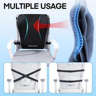 Подушка для попереку SUPA MODERN для офісного крісла та автосидіння, з піни Memory Foam, чорна, велика