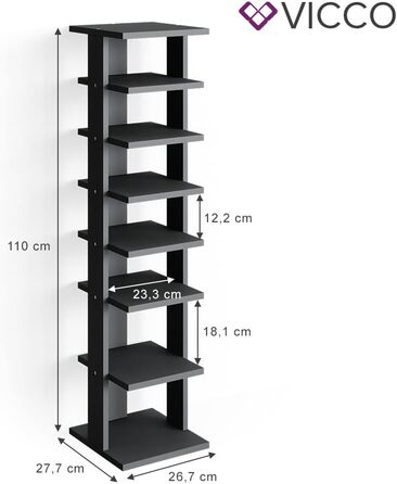 Взуттєва тумба Vicco Sara, антрацит, 26.7x110 см