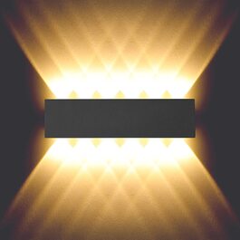 Світильник настінний LED BELLALICHT 12W, алюміній, IP54, тепле світло, чорний, для вітальні, спальні, коридору, сходів