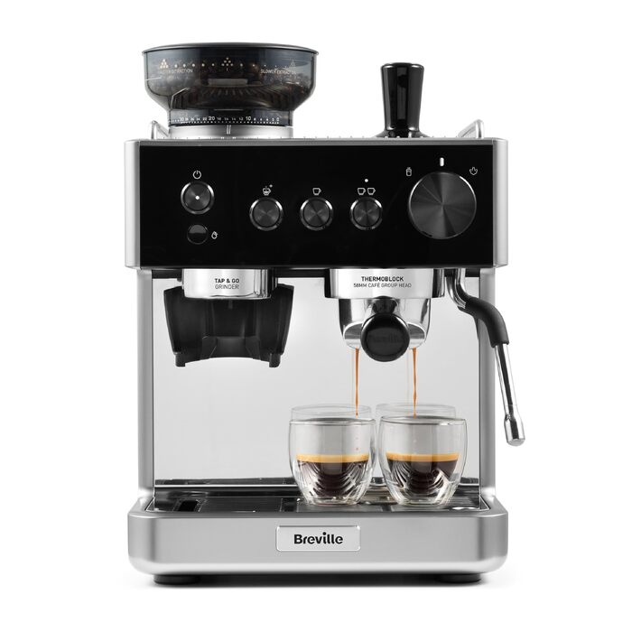 Кавомашина Breville Barista Slimline VCF185X: еспресо, капучино, лате - срібляста, з вбудованим капучинатором, 15 бар