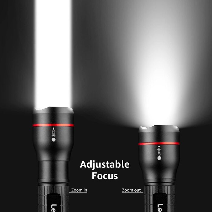 Lepro LED ліхтарик LE2000, надяскравий, 5 режимів, зум, водонепроникний, для кемпінгу, туризму, риболовлі, подарунок (2 шт.)