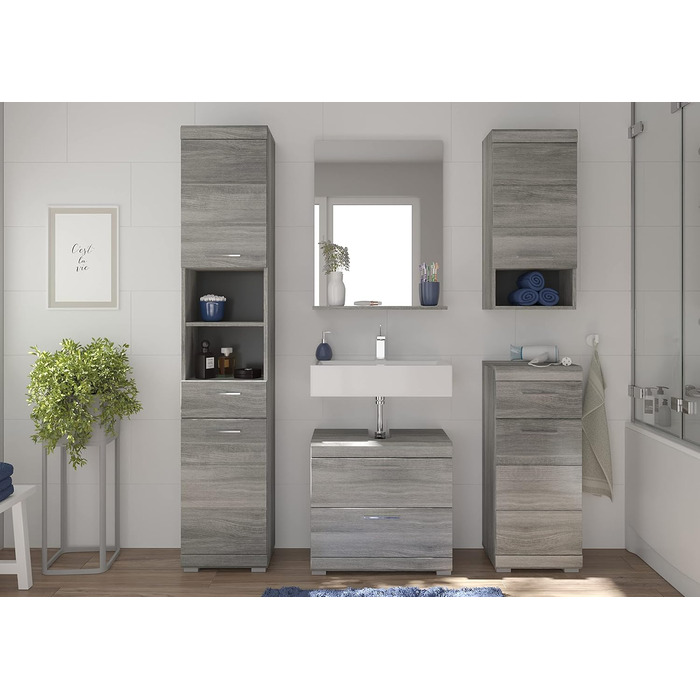Навісна шафа для ванної кімнати homes&jones Soul, 37x79x24 см, ДСП, колір димчасте срібло