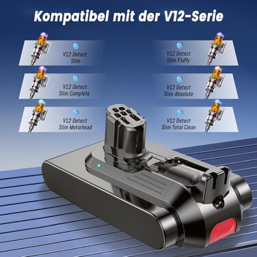 Акумулятор для пилососа Dyson V12 Detect Slim: V12, SV20, SV26, SV30, SV34, SV35, SV46 (965470-01, 394167-1, 386706-85)