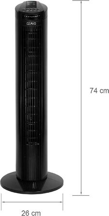 Вежічний вентилятор Turmventilator з пультом, 74 см, 3 швидкості, коливання