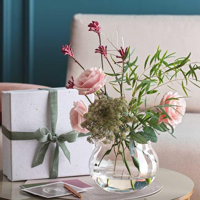 Ваза Villeroy & Boch Rose Garden Rosa 17 см - скляна ваза для квітів, прозора, для дому та ресторану