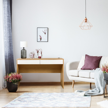 Письмовий стіл BERGA 120x50x78 см, 2 висувні ящики, білий/дуб, hjh LIVING