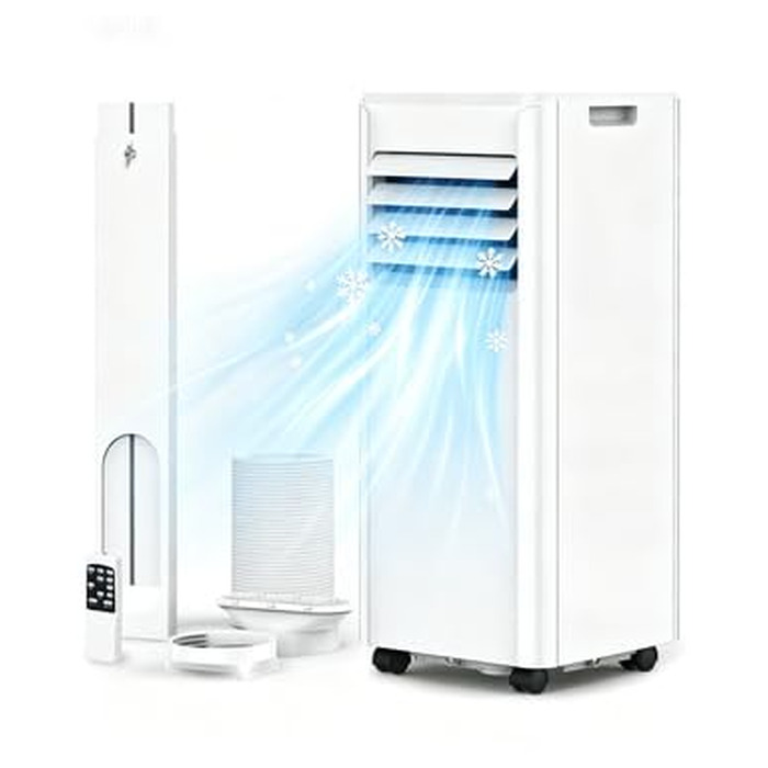 Мобільний кондиціонер Electactic 9000 BTU 3-в-1: з відведенням повітря, вентилятор, осушувач, пульт, таймер 24 год, білий