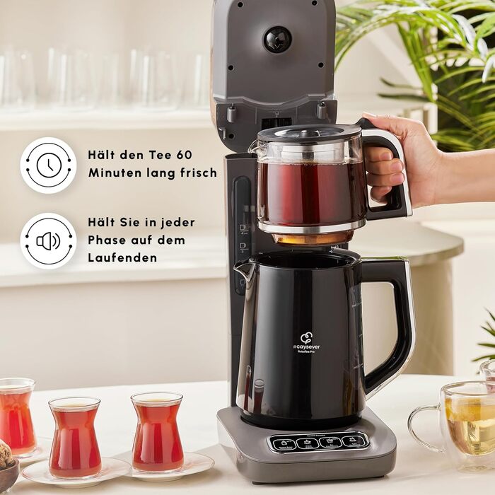 Чайник-робот Karaca Çaysever Robotea Pro 4-в-1, 2500Вт, Space Gray, автомат для чаю та фільтр-кави, індикатор свіжості, функція приготування питної води