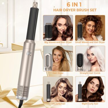 UMIGA Hairstyler 5-в-1: Фен-щітка, стайлер для волосся, випрямляч, плойка (Золотий)