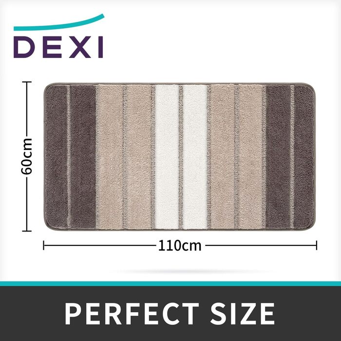 Килимок для ванної DEXI 60x110 см, бежевий, антиковзний, м'який, машинне прання