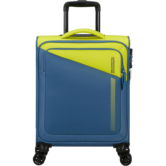 Валіза American Tourister Daring Dash Spinner S, розширювана, 55 см, 39/46 л, зелено-синя, ручна поклажа