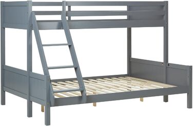 Дитяче двоярусне ліжко Homestyle4u 1898 для 2 дітей 90x200 і 140x200, біле, дерев'яний каркас з сосни, з ламелями, без матраца