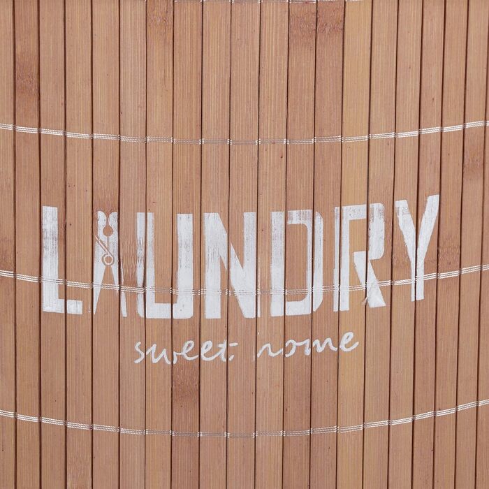 Кошик для білизни Relaxdays з бамбука, 50 л, круглий, з кришкою, мішком, складаний, 60x35 см, натуральний