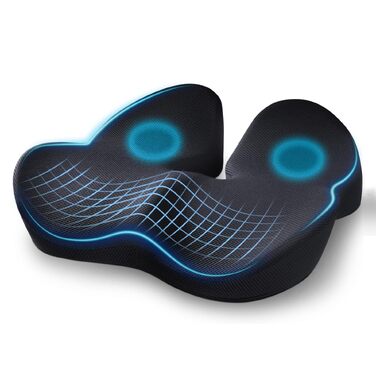 Подушка ортопедична для сидіння Warmiehomy з піни memory foam для офісного крісла, автомобіля: підтримка куприка, геморою, покращення кровообігу 38.5x45.5x11.5 см