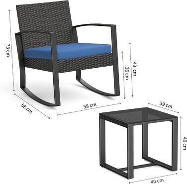 Набір меблів для саду Bealife: Lounge-набір для балкона на 2 особи, блакитний