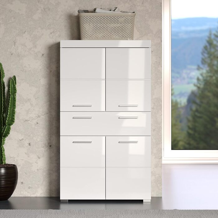 Пенал для ванної trendteam Amanda, білий глянець, 73x130x31 см