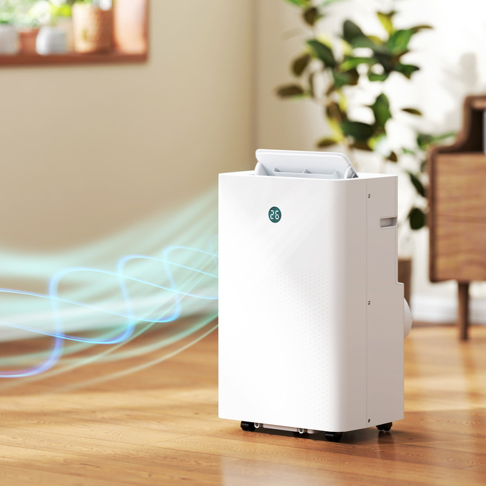 Мобільний кондиціонер 12 000 BTU 4-в-1 з WiFi та голосовим керуванням: охолодження, осушення, вентиляція та нічний режим