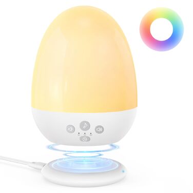 Нічник дитячий JolyWell з генератором білого шуму, RGB підсвічування, 3 режими температури, димер, 18 звуків, таймер, USB-C зарядка