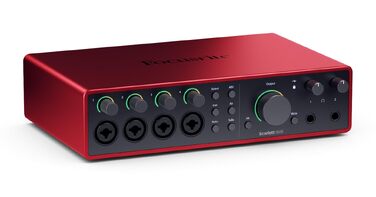 Звукова карта Focusrite Scarlett 4i4 4-го покоління USB: для гітаристів, вокалістів, музикантів - Hi-Fi студійна якість, комплект програмного забезпечення