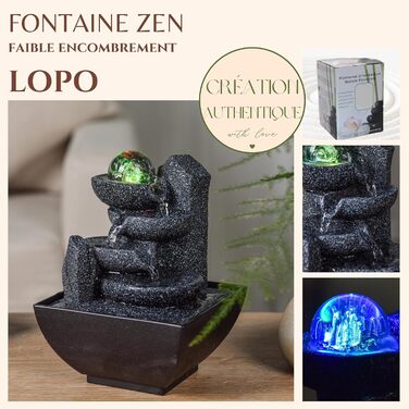 Настільний фонтан Zen Light SCFR22-C3 із закритим контуром, LED-підсвітка, 18 см