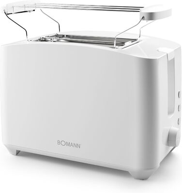 Тостер Bomann TA 6065 CB, 2-слотовий, з підігрівом і розморожуванням, підставка для булочок, білий, модель 2024