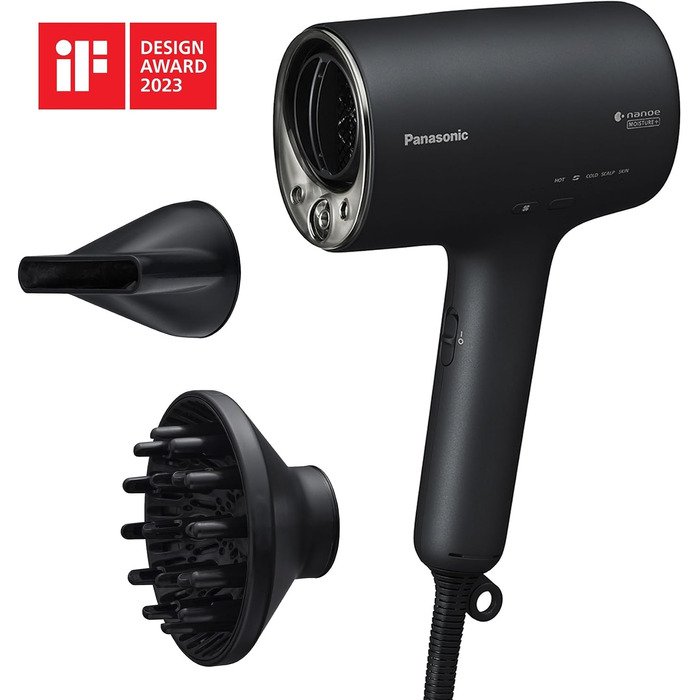 Фен для волосся Panasonic EH-NA0J-N825 nanoe™ MOISTURE+ & Mineral, 1600 Вт, з дифузором та концентратором, чорний