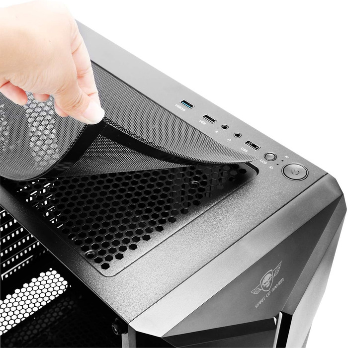 Корпус для ПК SPIRIT OF GAMER Clone III ARGB ATX/mATX/ITX, 4x120мм вентилятори, скляна бічна панель, металева сітка, сталь