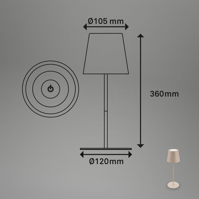 BRILONER бездротова LED настільна лампа з димером, сенсорним керуванням, акумуляторна, регульована по висоті, нічник, лампа для читання, кемпінгу та вулиці, 36x10,5 см, бежева
