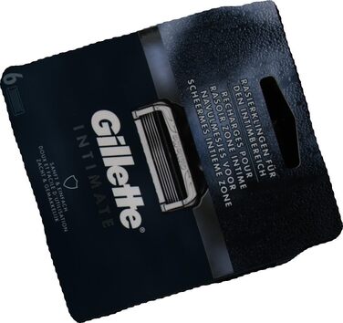 Змінні леза Gillette Intimate для чоловічого вологого гоління, 6 шт., з покращеною змащувальною смужкою, дерматологічно протестовані