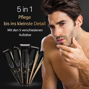 Wellshave 5 в 1 Тример для бороди та тіла чоловічий, багатофункціональний, з регулюванням довжини