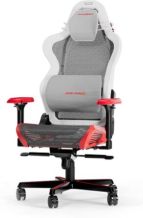 Ігрове крісло DXRacer Air R1S, сітка, біло-чорно-червоне, до 200 см