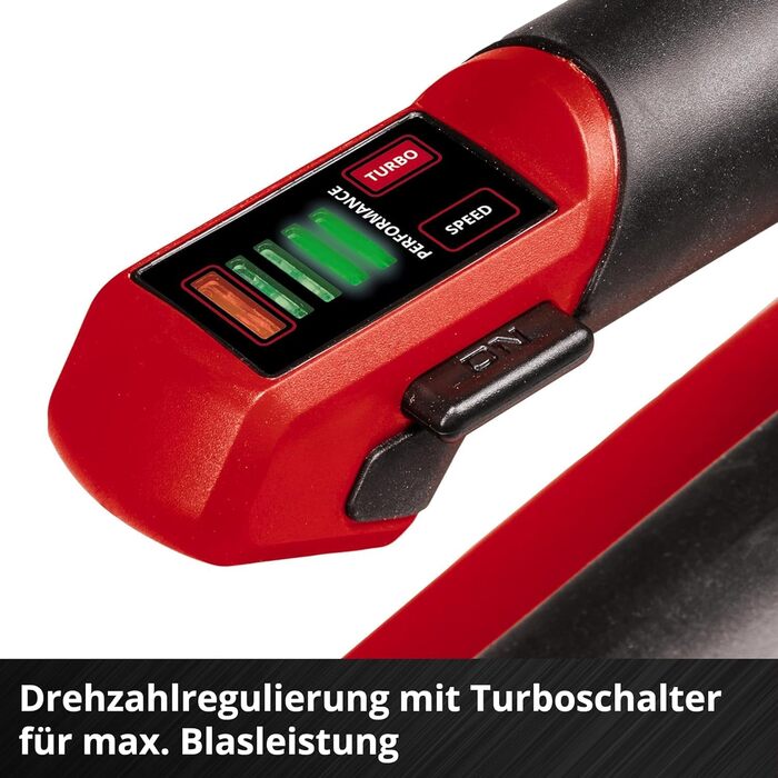 Einhell GP-LB 18/200 Li GK-Solo Акумуляторний повітродув (Power X-Change, 18В, аксіальний вентилятор, 670 м³/год, набір для очищення водостоків, без акумулятора та зарядного пристрою)