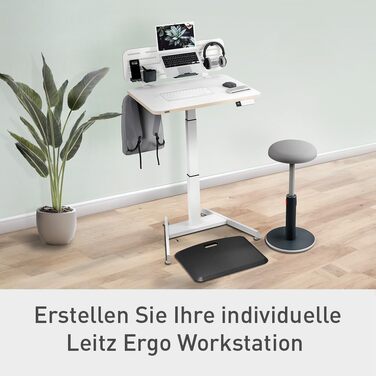 Регульований стіл Leitz Ergo Compact 80x60 см, білий - електричний, для офісу та дому, до 80 кг, з нагадуванням про зміну положення