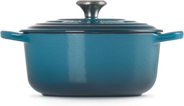 Чавунна каструля Le Creuset Signature з кришкою, кругла, 20 см, 2,4 л, для всіх плит і індукції, Deep Teal