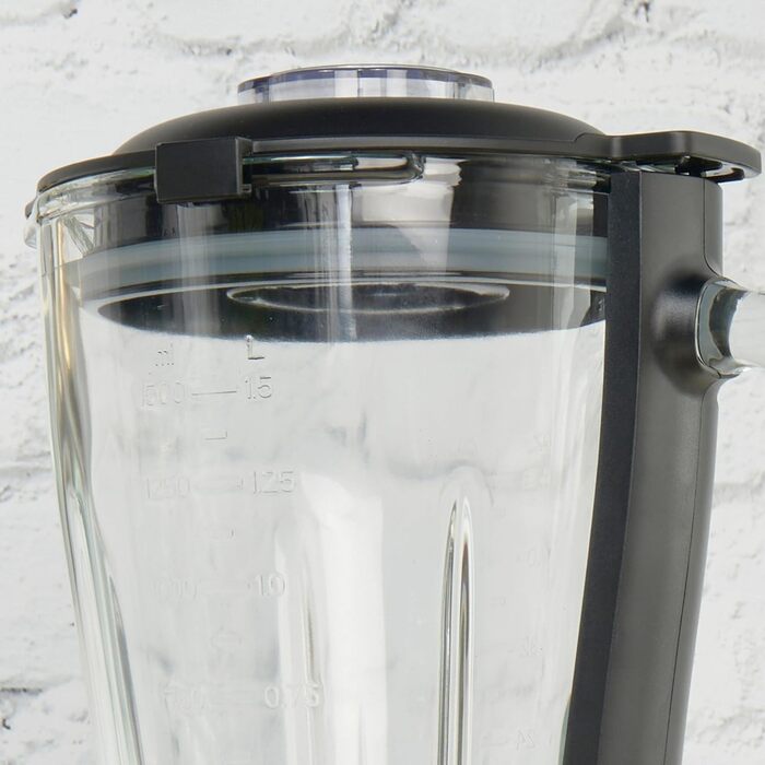 Скляний стаціонарний блендер Petra PT5531MBLKVDE, 1.5 л, BPA Free, 600 Вт, імпульсний режим, 2 швидкості, нержавіюча сталь, безпечна кришка, мірна шкала, для смузі