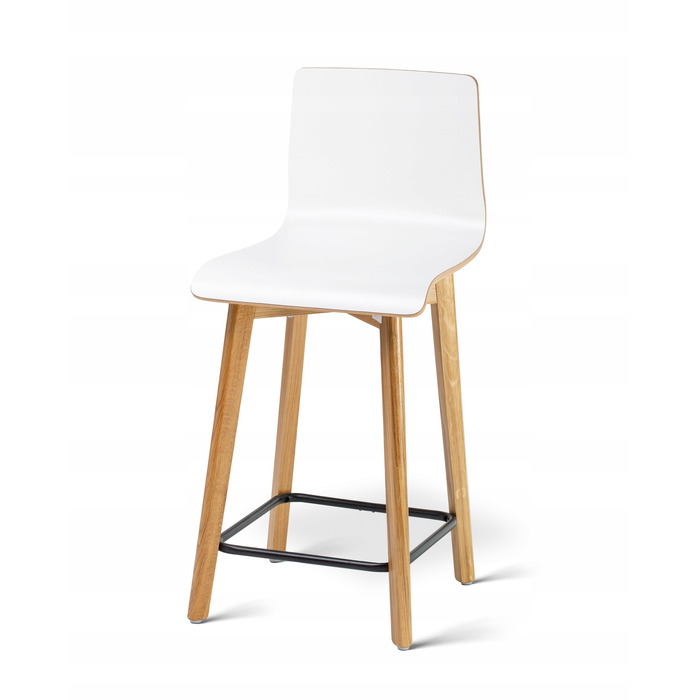 Барний стілець Hoker Deltachairs, білий/дуб, дерево, 90 см