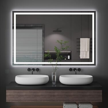 Дзеркало для ванної кімнати з LED-підсвічуванням Dripex 50x70 см, Touch-перемикач, антизапар, холодне біле світло 6400K, енергозберігаюче