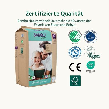 Дитячі підгузки Bambo Nature розмір 4 (7-14 кг), місячний бокс, 144 шт.