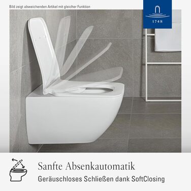 Сидіння для унітаза Villeroy & Boch Architectura D-подібне, білий глянцевий (Alpin), з мікроліфтом (SoftClose), знімне, термопласт (Duroplast), арт. 98M9C101