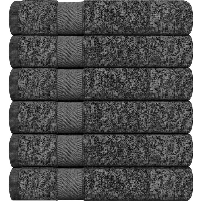 Набір рушників Utopia Towels 6 шт, 100% бавовна, 60x120 см, сірі, з петелькою для підвішування, м'які та вбираючі банні рушники